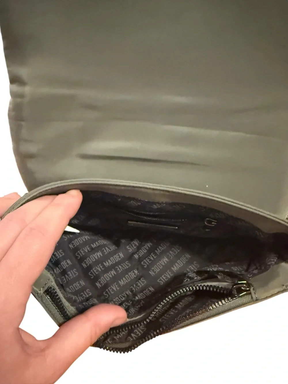 Steve Madden Quilted Olive Crossbody Messenger Bag w/ Detachable Coin Pouch NWT